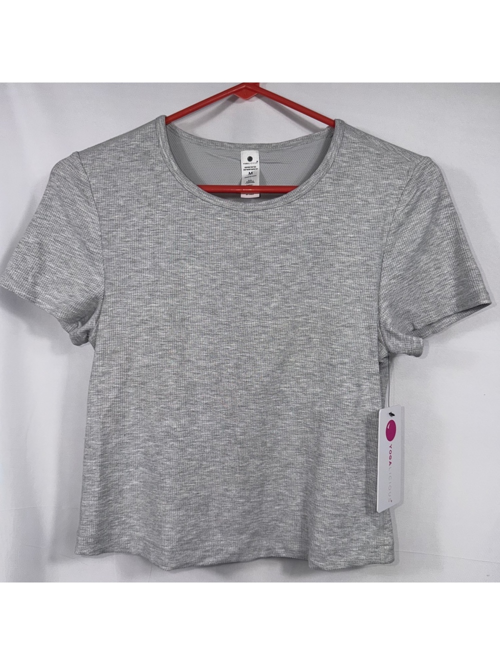 Yogalicious Heavenly Rib Tara Crop Top M NWT Gray